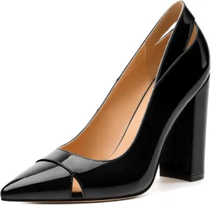 Women's Pumps, Pointed Toe High Heels Shoes for Women, Fashion Classic Pointed Toe High Chunky Heel Dress Pump Shoes