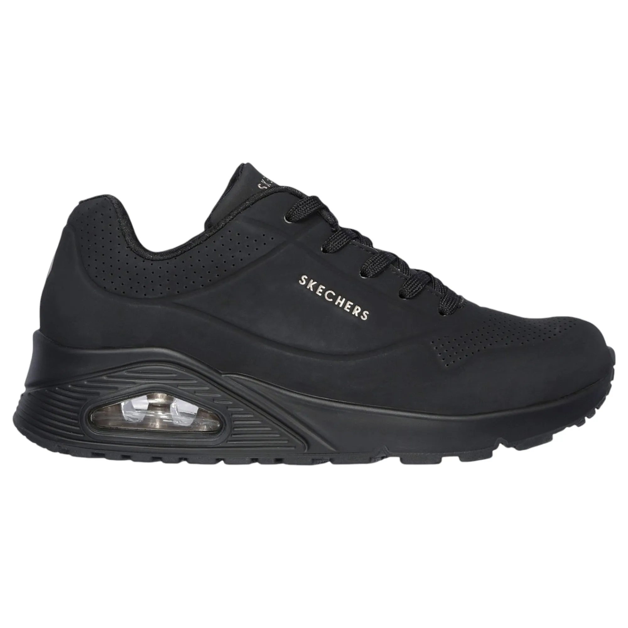 Womens Skechers Uno - Stand On Air Shoes Black/Black