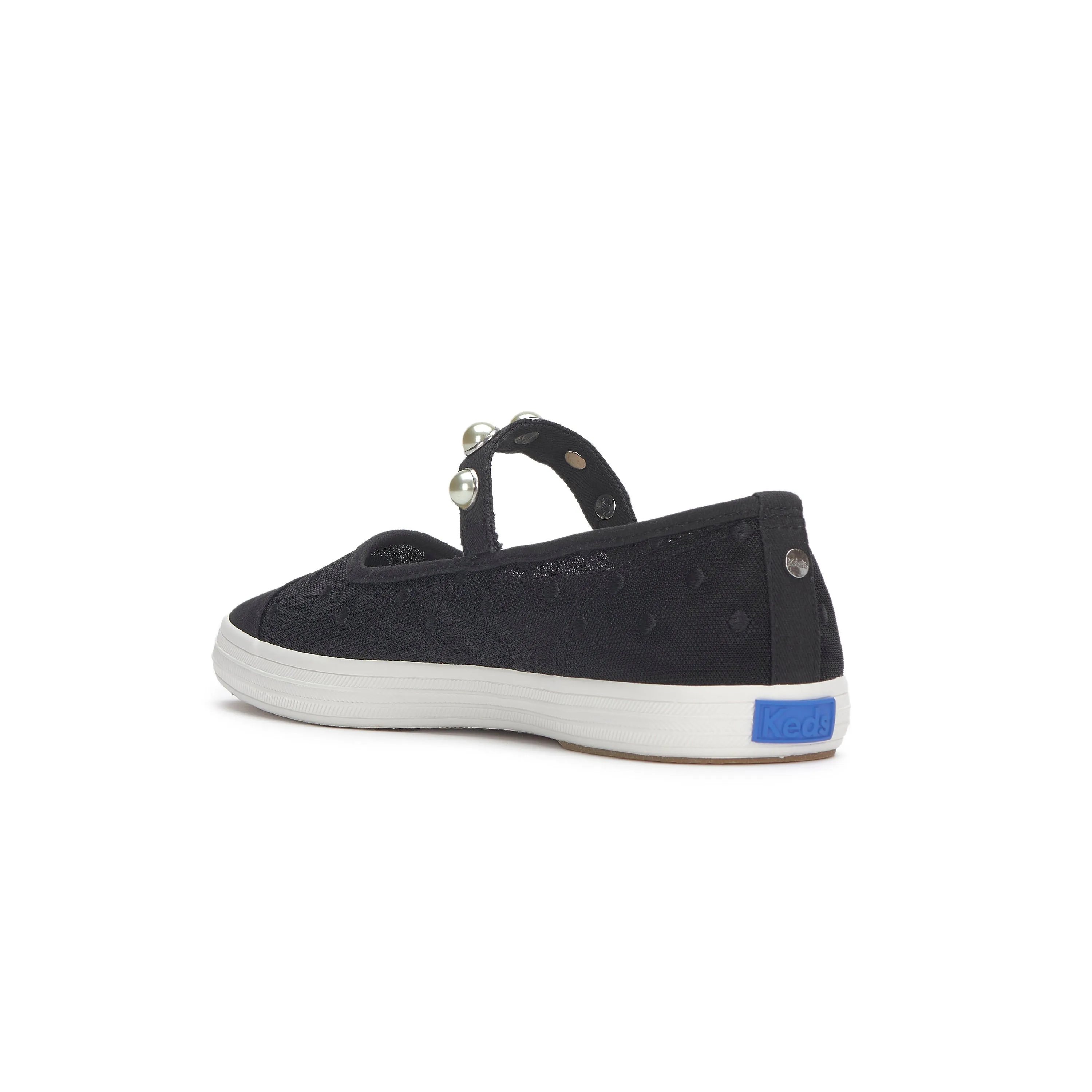 Women's Square Toe Mary Jane Mesh Dots Black