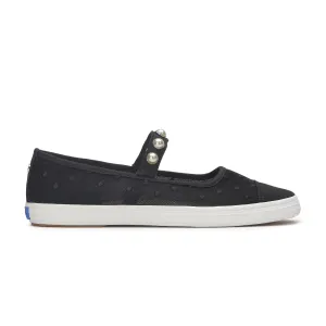 Women's Square Toe Mary Jane Mesh Dots Black