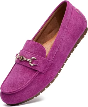 Women's Wide Loafers Casual Slip on Flat Shoes Women's Comfort Penny Loafers with Arch Support Women Dressy Moccasins