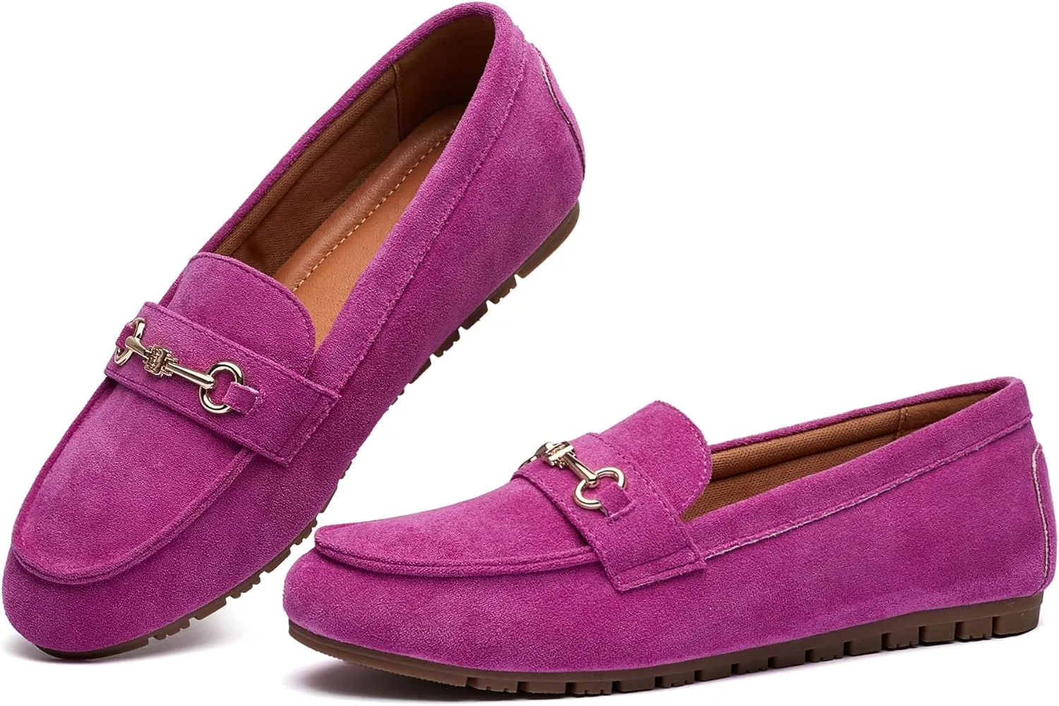 Women's Wide Loafers Casual Slip on Flat Shoes Women's Comfort Penny Loafers with Arch Support Women Dressy Moccasins