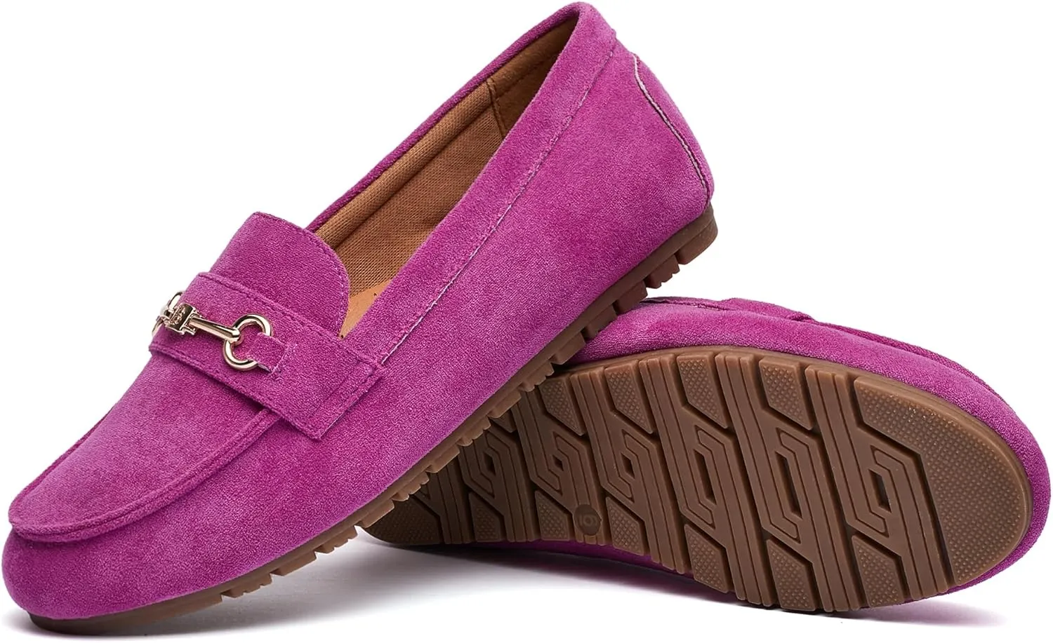 Women's Wide Loafers Casual Slip on Flat Shoes Women's Comfort Penny Loafers with Arch Support Women Dressy Moccasins