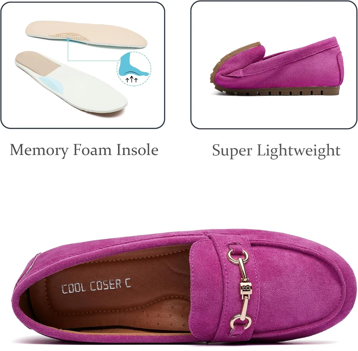 Women's Wide Loafers Casual Slip on Flat Shoes Women's Comfort Penny Loafers with Arch Support Women Dressy Moccasins