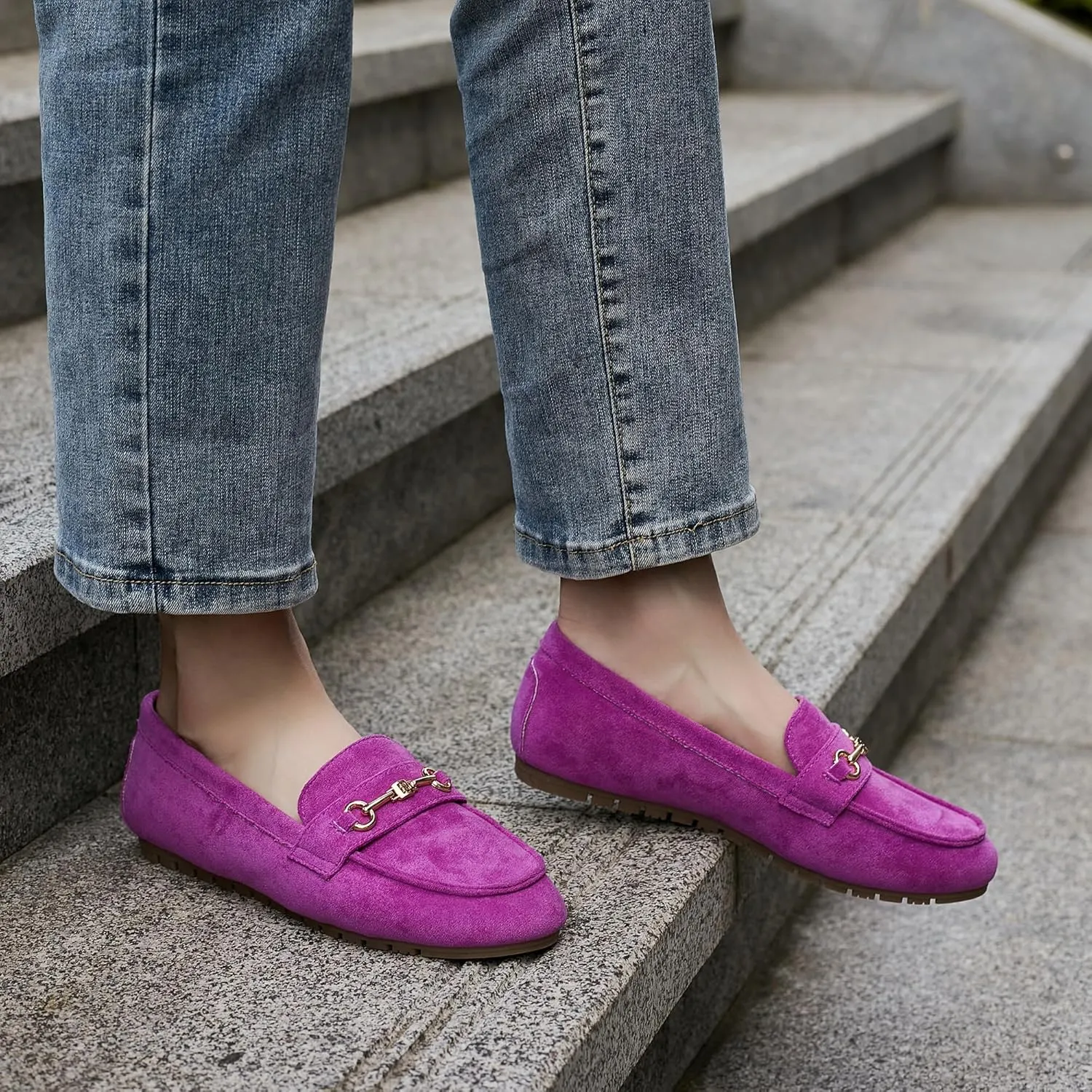 Women's Wide Loafers Casual Slip on Flat Shoes Women's Comfort Penny Loafers with Arch Support Women Dressy Moccasins