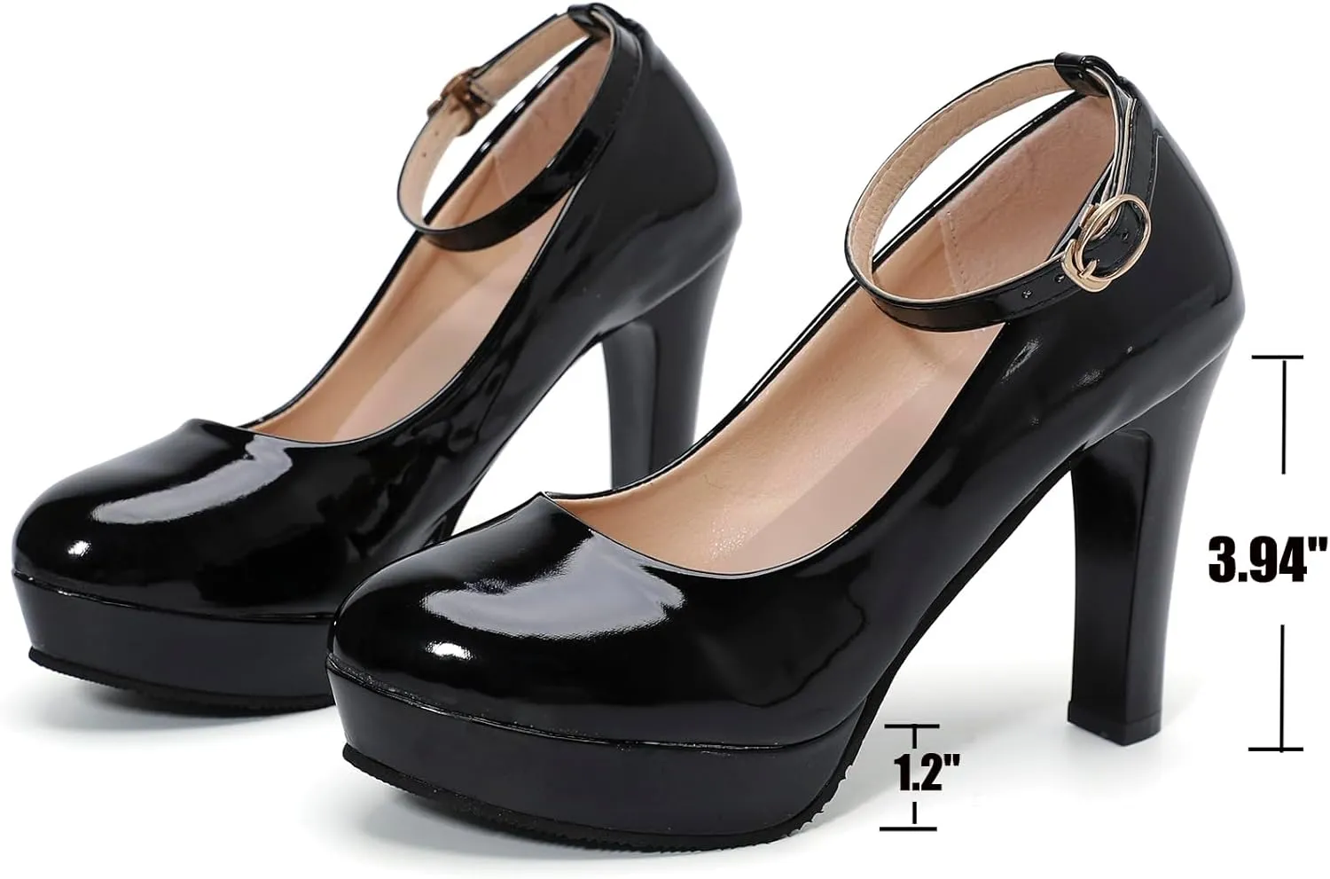 WUIWUIYU Women's Cosplay Platform Ankle Strap Mary Jane Shoes Pump Stiletto High Heeled Pumps