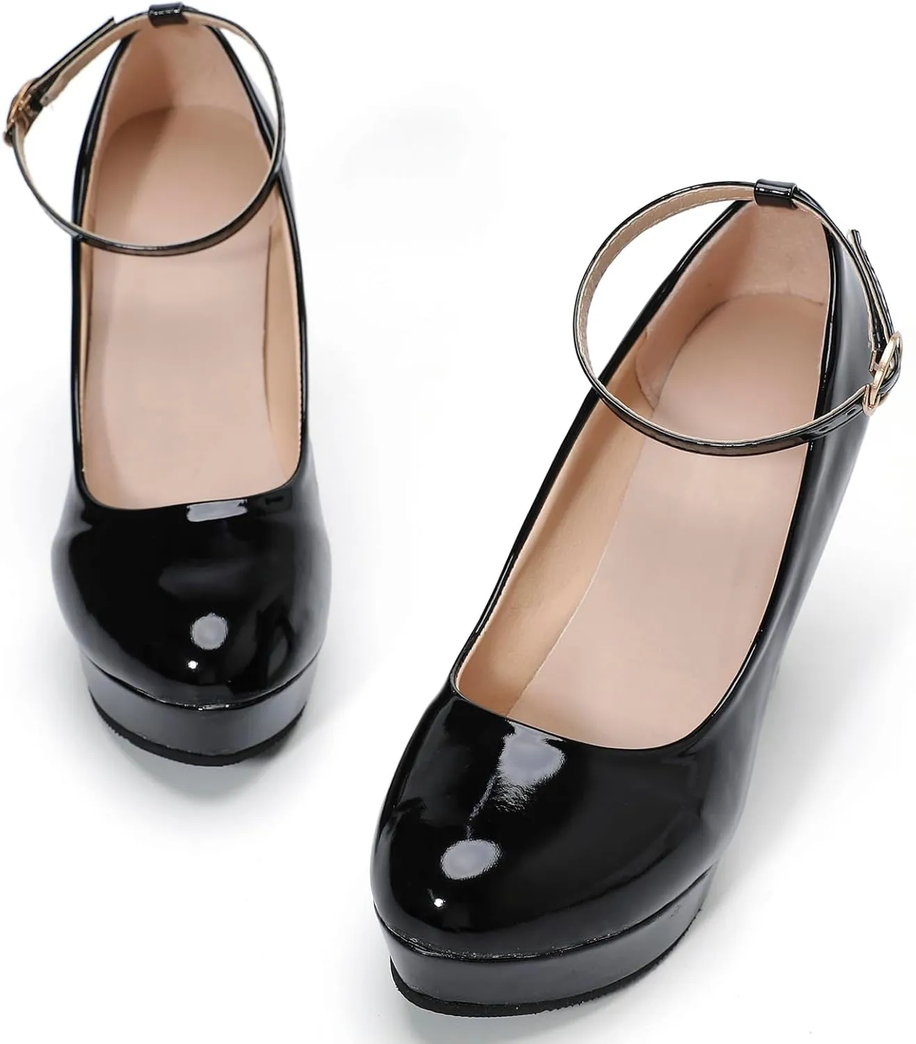 WUIWUIYU Women's Cosplay Platform Ankle Strap Mary Jane Shoes Pump Stiletto High Heeled Pumps