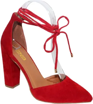 X2B Women's High Block Heels Pumps Pointed Closed Toe Ankle Strap Dress Shoes