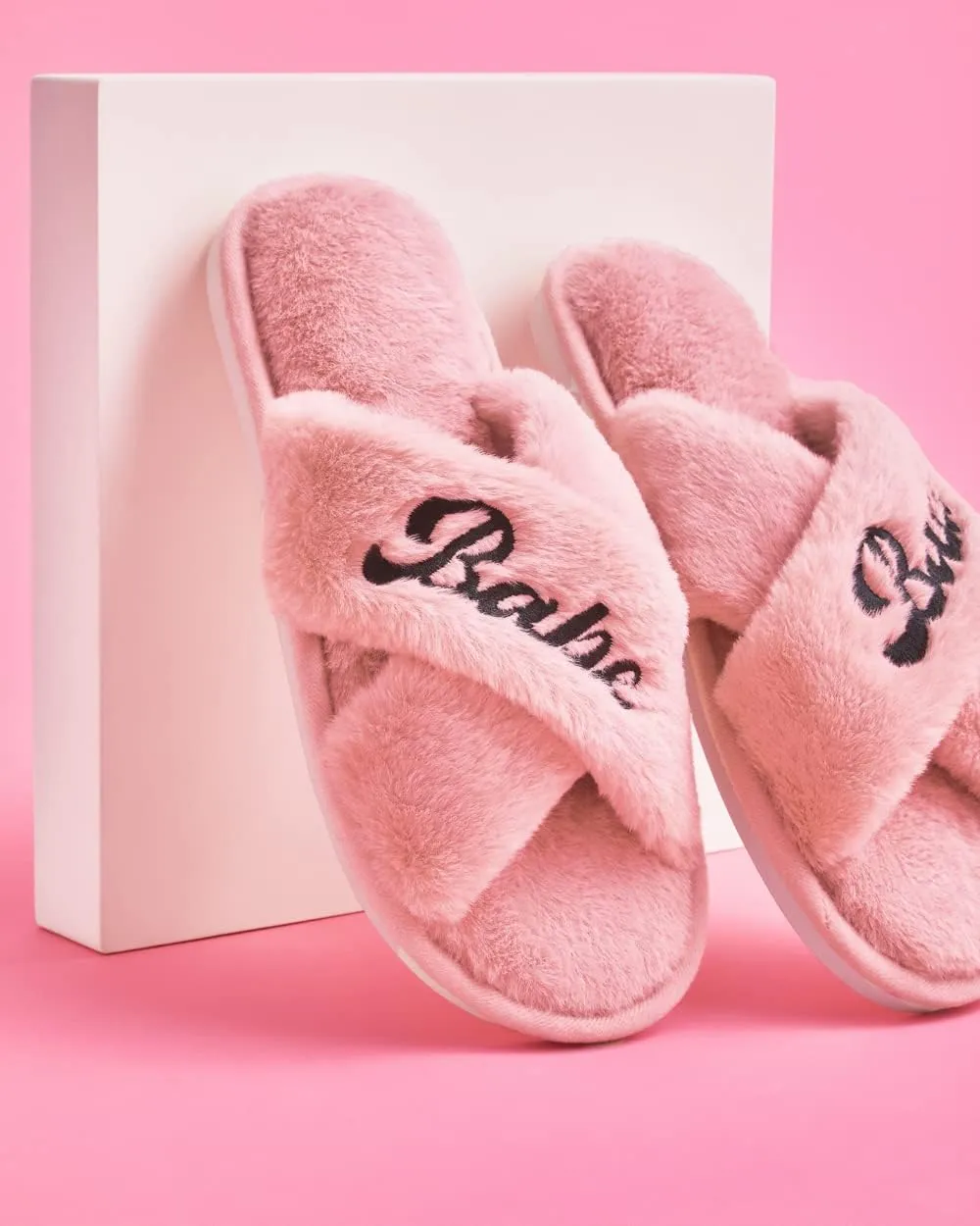 xo, Fetti Babe Slippers, Pink Fur| Bachelorette Party Decorations, Wedding Day Sandals, Bridesmaid Gift, Bridal Shower Party Favor