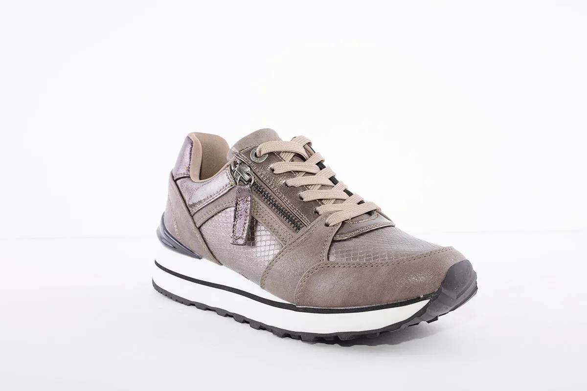 XTI - 43009 LACED FASHION TRAINER - BRONZE MULTI