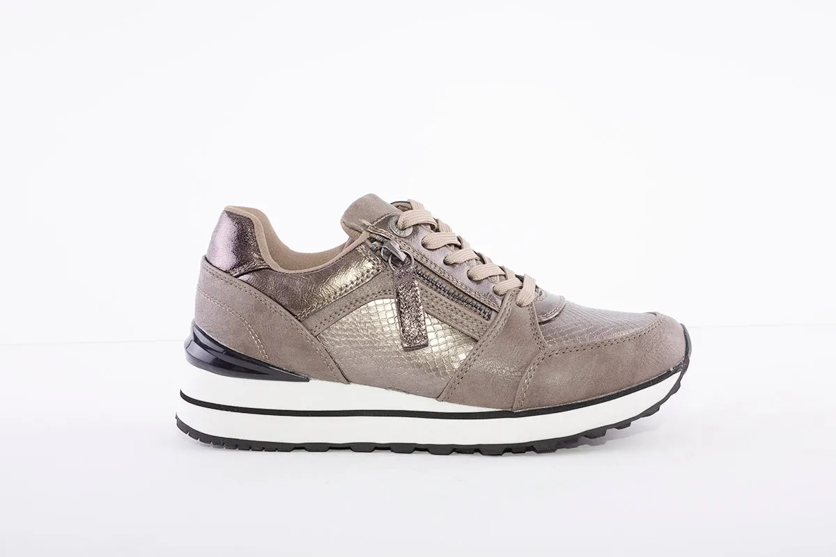 XTI - 43009 LACED FASHION TRAINER - BRONZE MULTI