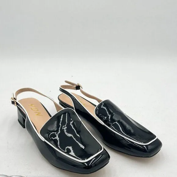 YDN Women Closed Square Toe Block Low Heels Slingback Formal Loafer Dressy Shoes