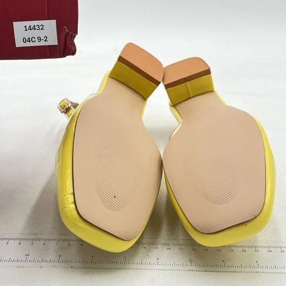 YDN Yellow Square Toe Block Low Heels Slingback Formal Loafer Dressy Pump