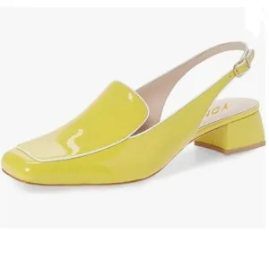YDN Yellow Square Toe Block Low Heels Slingback Formal Loafer Dressy Pump