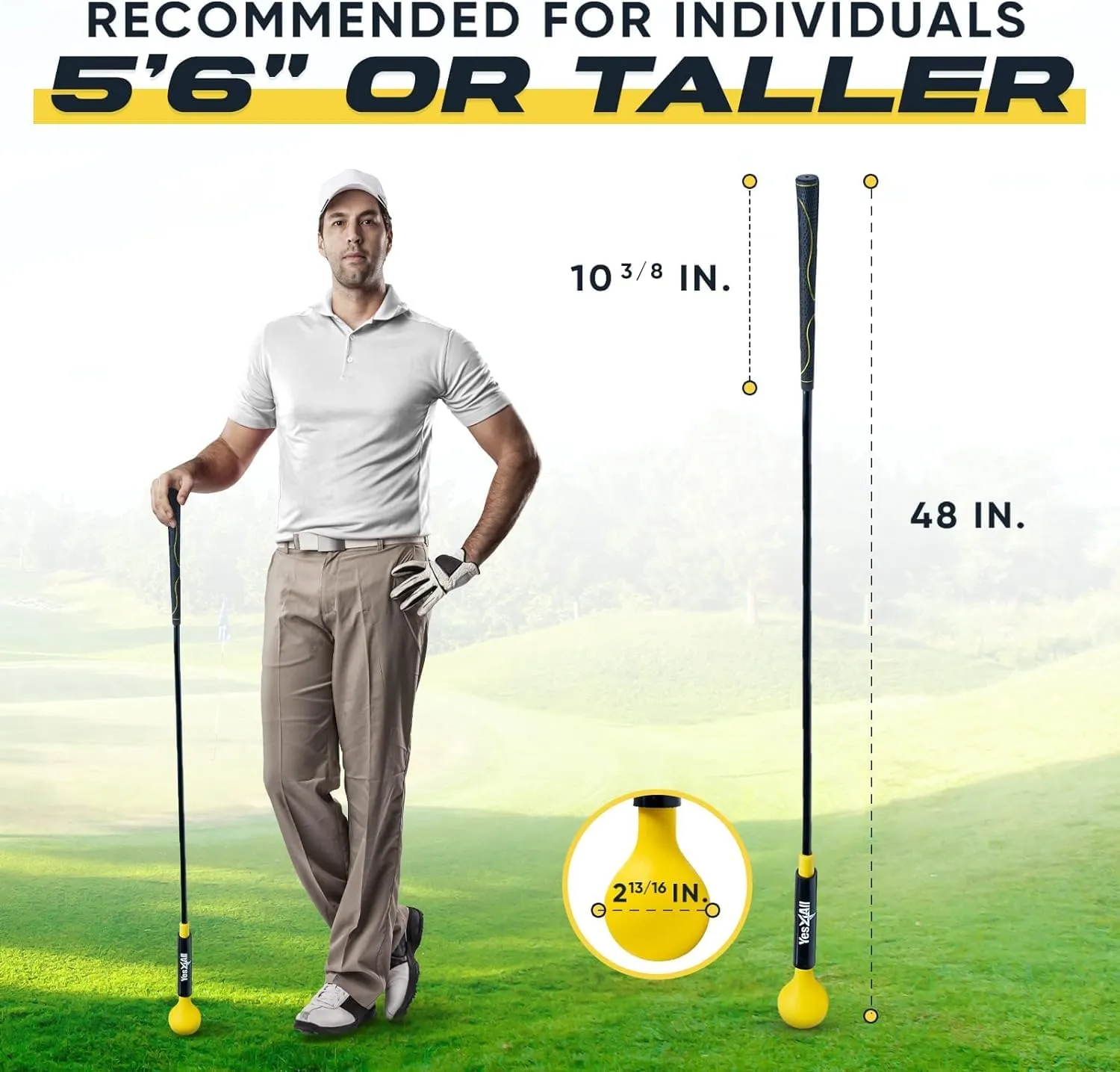 Yes4All 48 Inches Golf Swing Trainer Aid Improve Flexibility, Tempo, Rhythm, Balance and Strength. Swing Correction Practice for Chipping, Driving and Hitting