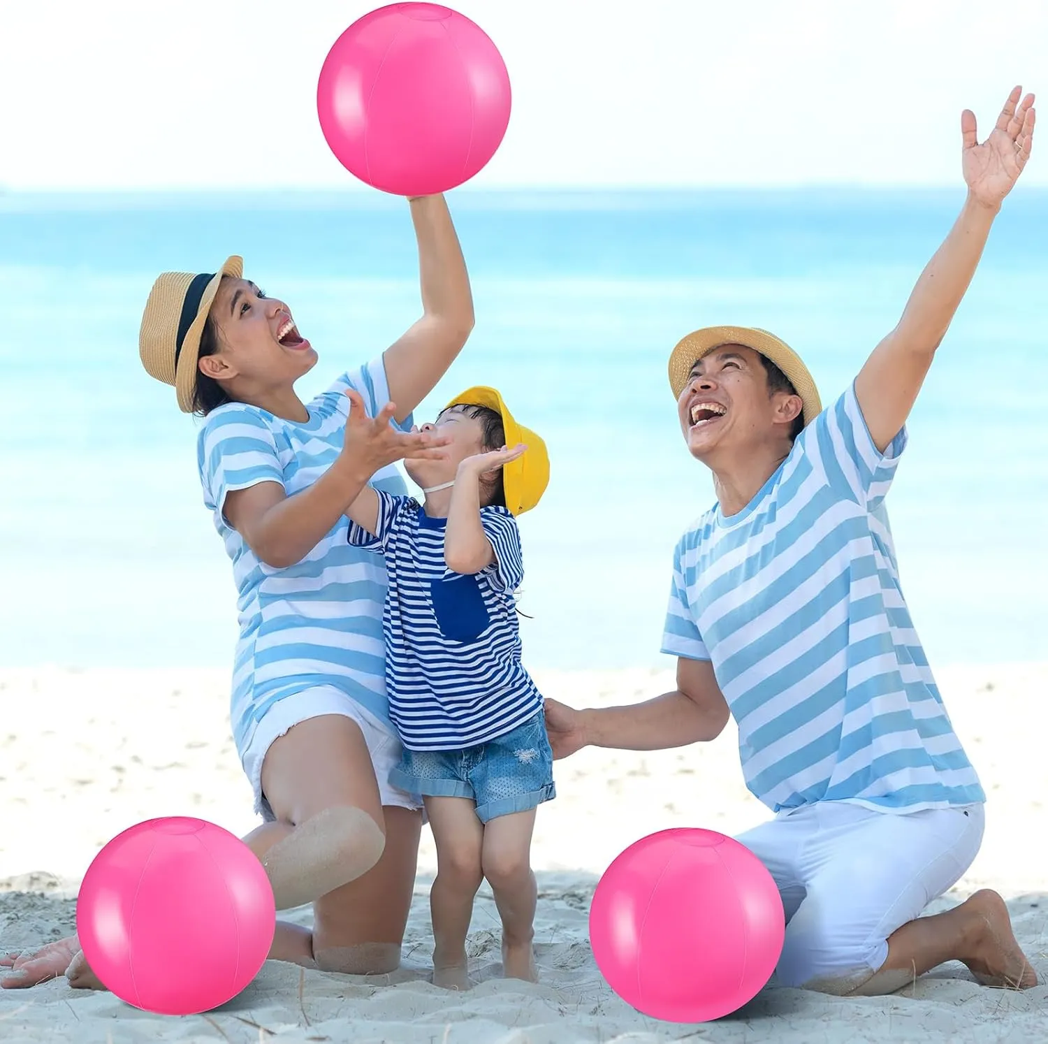 Yinder 24 Pieces Inflatable Beach Ball 6 Inches Pool Floating Ball Under the Sea Party Decorations Bubble Ocean Summer Pool Toys Party Supplies(Pink)