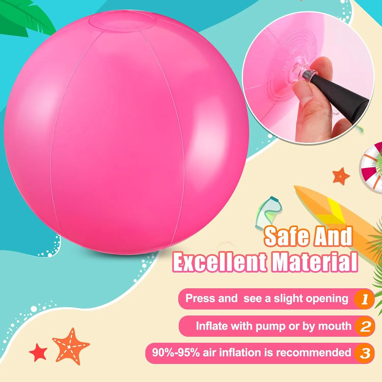 Yinder 24 Pieces Inflatable Beach Ball 6 Inches Pool Floating Ball Under the Sea Party Decorations Bubble Ocean Summer Pool Toys Party Supplies(Pink)