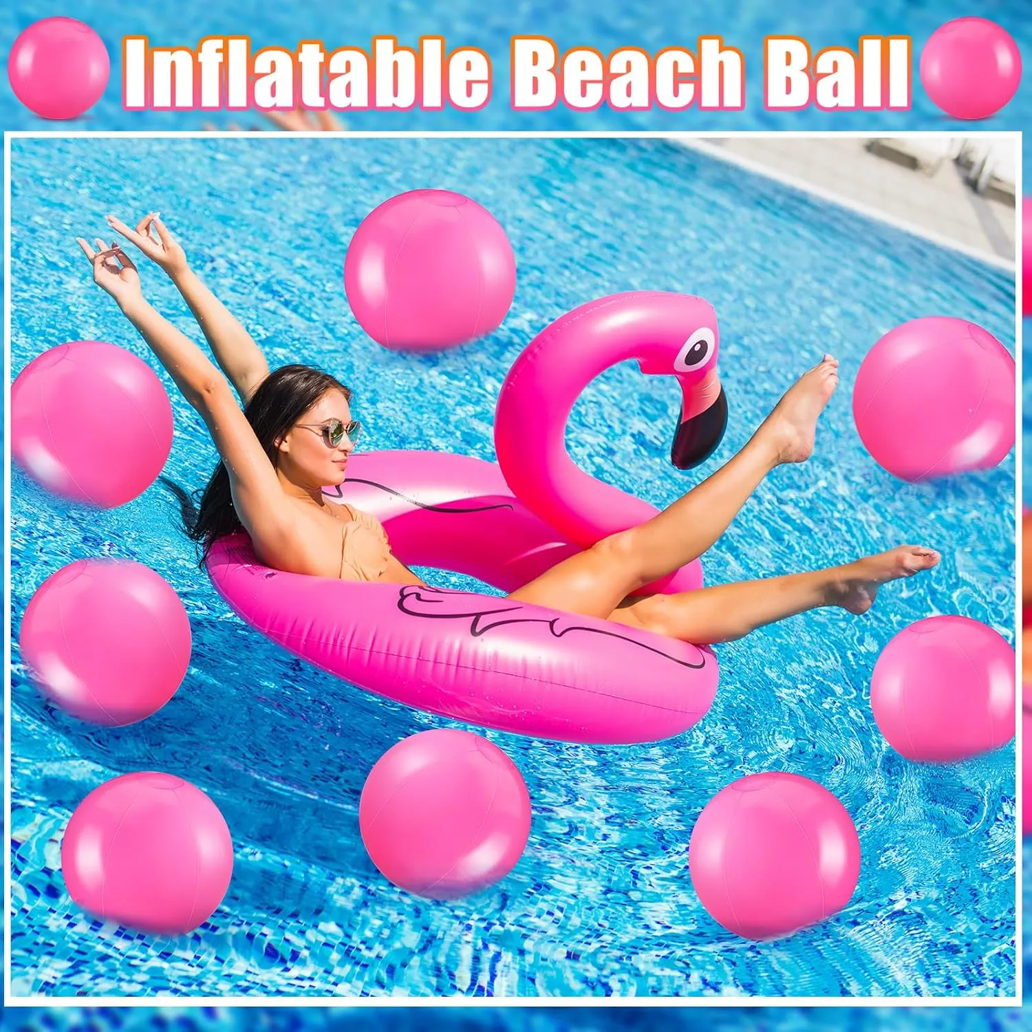 Yinder 24 Pieces Inflatable Beach Ball 6 Inches Pool Floating Ball Under the Sea Party Decorations Bubble Ocean Summer Pool Toys Party Supplies(Pink)
