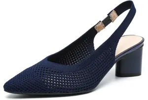 youngshow Pointed Toe Women Pumps, Comfort Slingback Heels with Arch Support, Cute Kitten Heels with Ankle Strap for Womens, Walking Office, Black