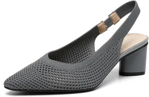 youngshow Pointed Toe Women Pumps, Comfort Slingback Heels with Arch Support, Cute Kitten Heels with Ankle Strap for Womens, Walking Office, Black