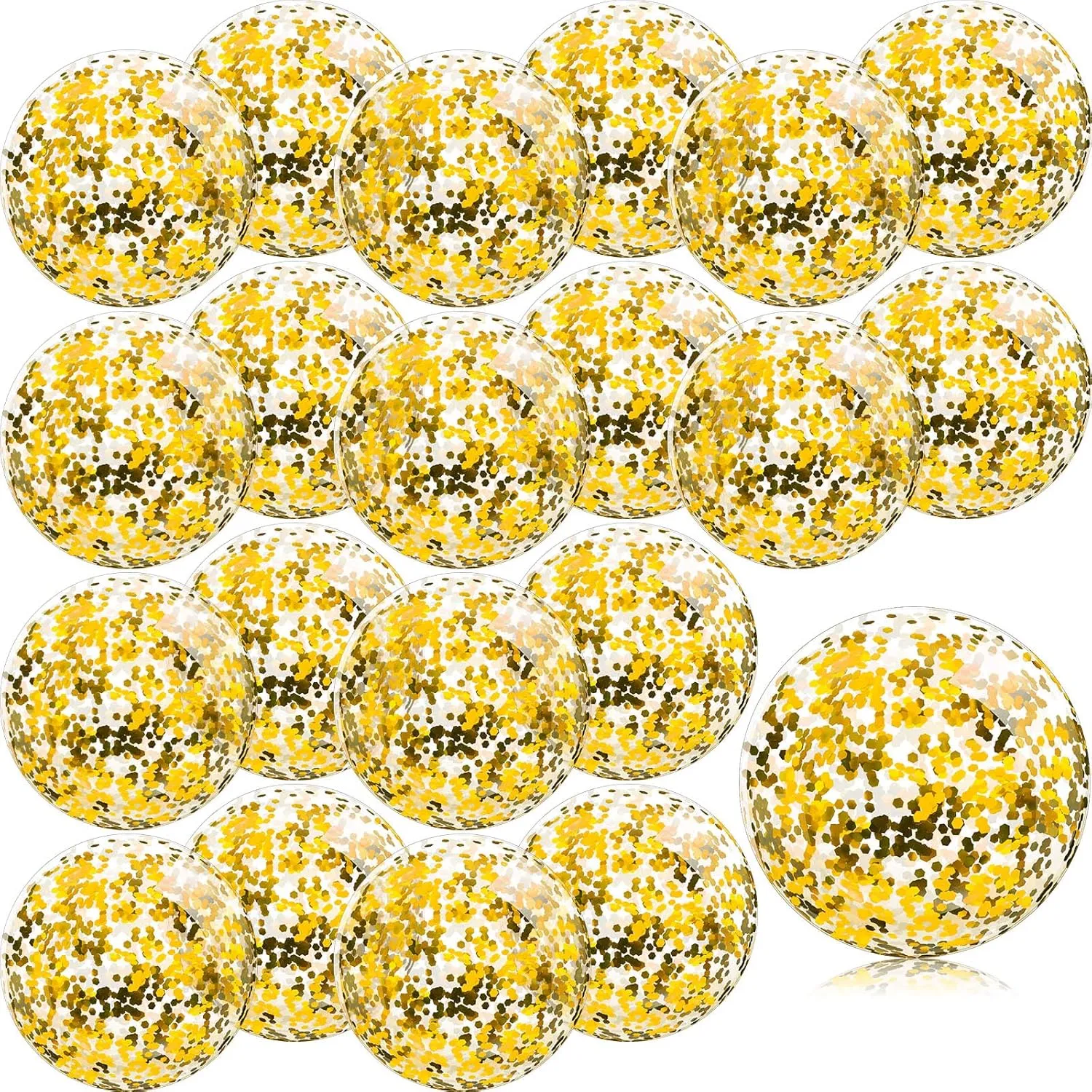 Zhanmai 20 Pieces 8 Inch Mini Glitter Beach Balls Bulk Clear Inflatable Pool Beach Ball for Summer Party Favors for Pool and Decorations(Gold)