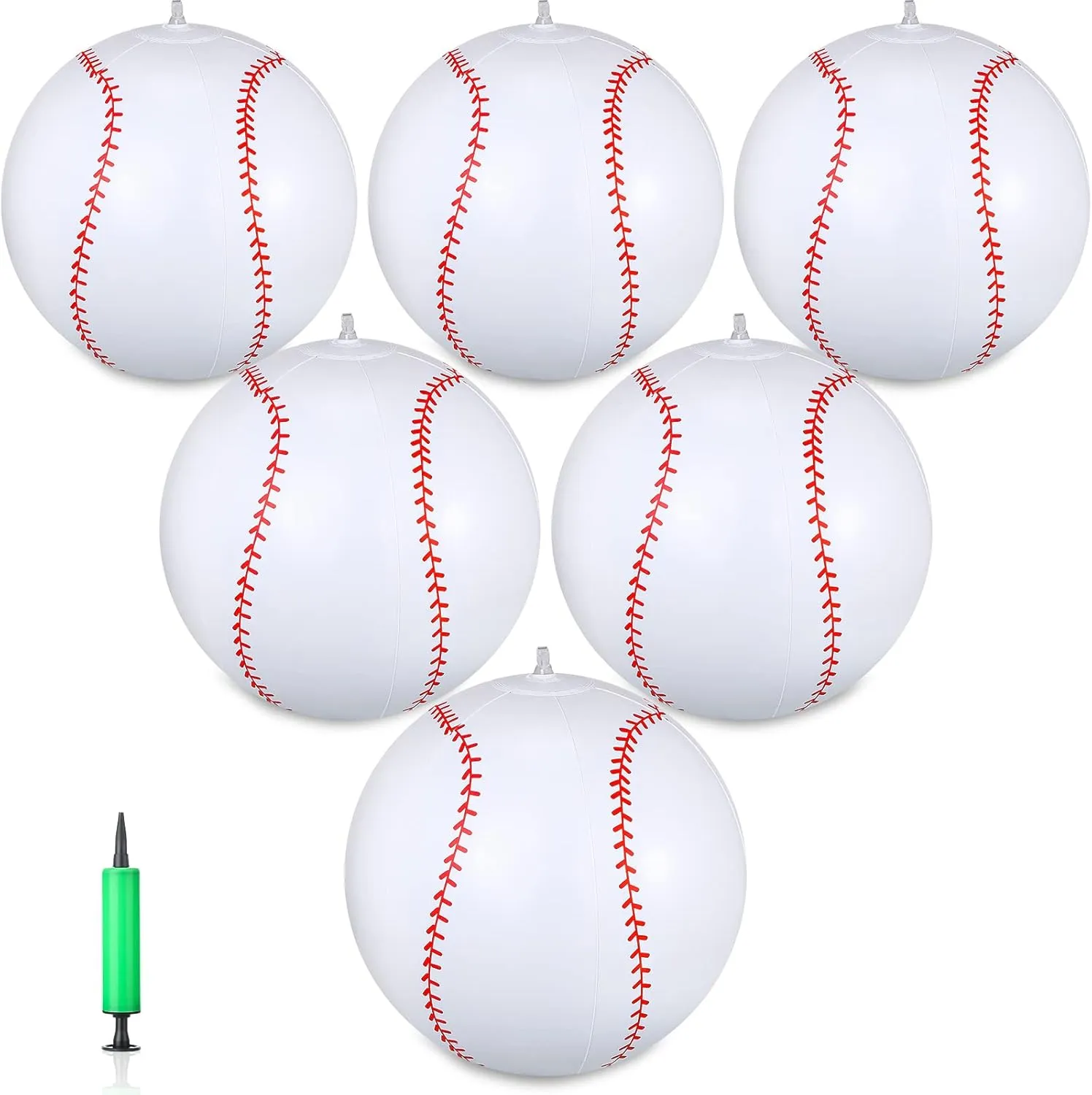 Zhanmai 6 Pack Inflatable Baseball 16 Inch Blow up Beach Ball Large Sport Pool Ball with Pump for Adults Teens Gift Summer Outdoor Party Decorations