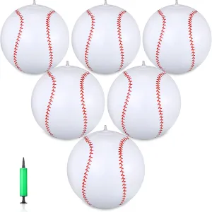 Zhanmai 6 Pack Inflatable Baseball 16 Inch Blow up Beach Ball Large Sport Pool Ball with Pump for Adults Teens Gift Summer Outdoor Party Decorations